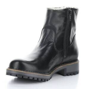 NEW BOS. & CO. women's calib faux fur boot in black leather